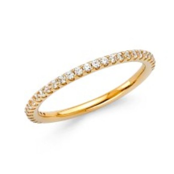 14K Solid Yellow Gold CZ Wedding Band